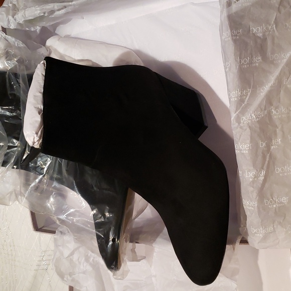 BOTKIER New York Boots Suede Leather Block Heel Bootie BLACK NIB Women's 9.5 - Picture 9 of 16